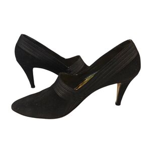 VVintage GianFranco Ferre Black Leather Suede Pumps Heels Shoes Size.39 US7.5